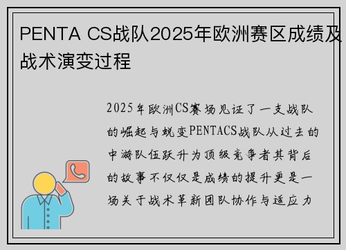 PENTA CS战队2025年欧洲赛区成绩及战术演变过程
